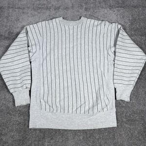VTG MVP Sweatshirt Men's M Gray Striped Pro Weave Crew Neck Long Sleeve Blank
